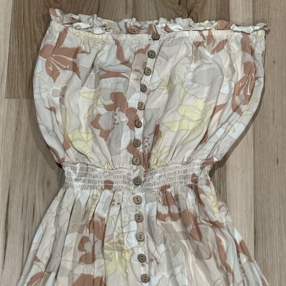 Surf Gypsy Tropical Strapless Button Down Maxi Dress Women’s Medium - Picture 4 of 4